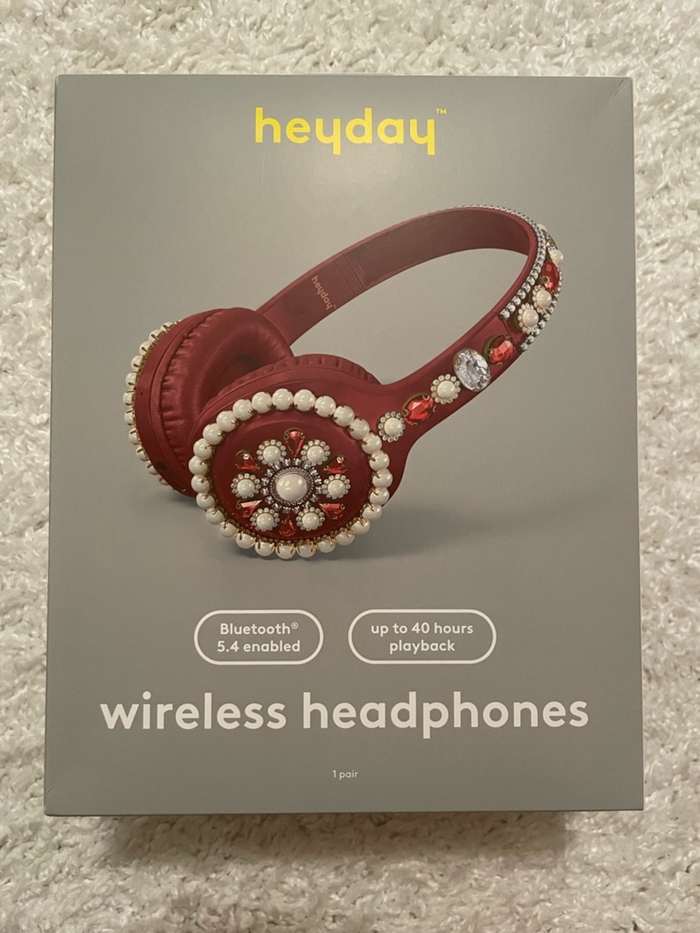 heyday Red Bejeweled Wireless Bluetooth Headphones NWT